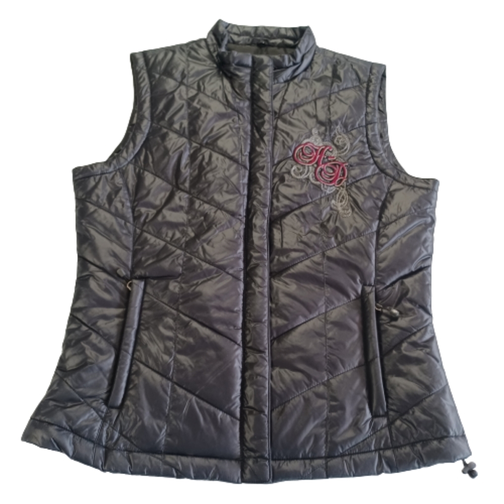 Harley-Davidson Black Quilted Vest with Red Embroidered Monogram